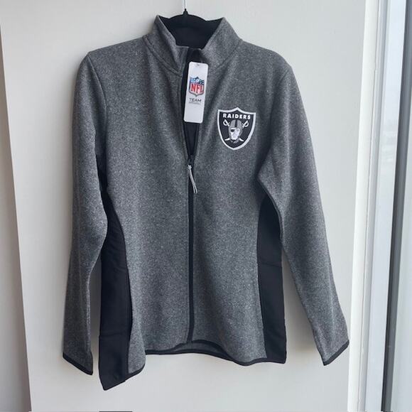 NFL Team Apparel Las Vegas Raiders Womens Zip-Up Jacket Fleece Inside Sz Med - Picture 1 of 10
